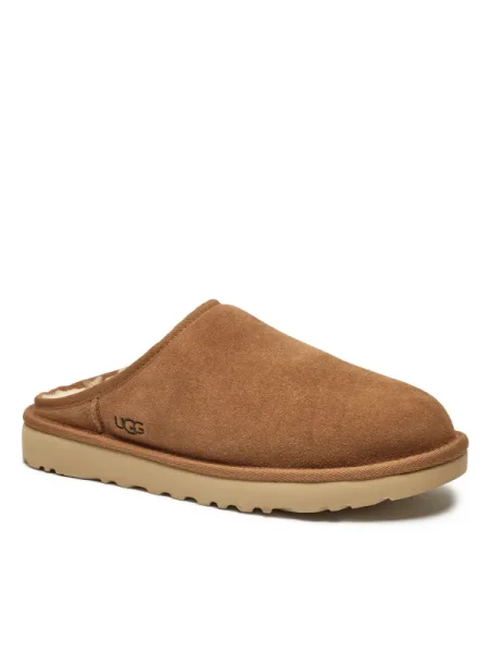 UGG De piele mules încălțăminte CLASSIC cu adaos de lână maro
