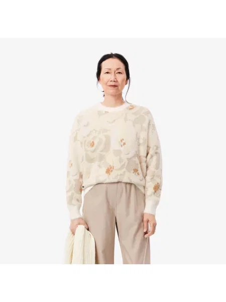 Lacoste Sweter Z Dzianiny Żakardowej W Kwiaty
