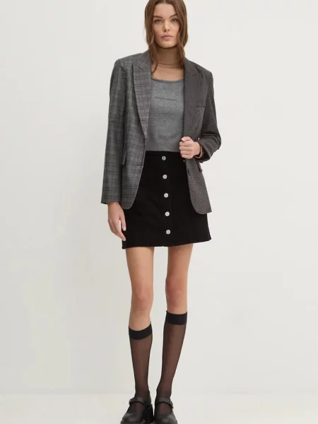 Топ з домішкою шовку Guess Jeans сірий