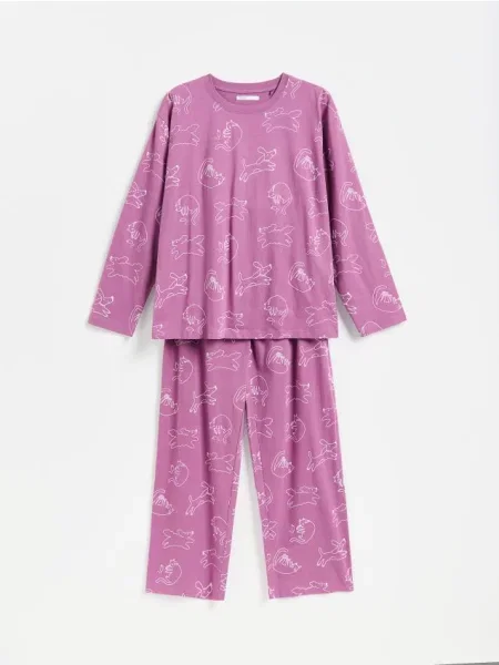 Reserved Pijamale două piese cu model violet-închis violet