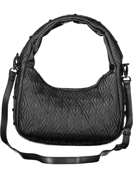 Lniana torebka Valentino By Mario Valentino elegancka czarna