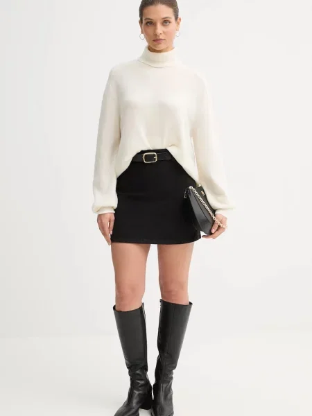 Вельветова спідниця United Colors of Benetton mini пряма чорний