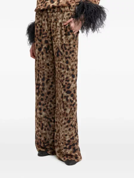 Pantaloni 16arlington din șifon cu imagine cu model leopard maro