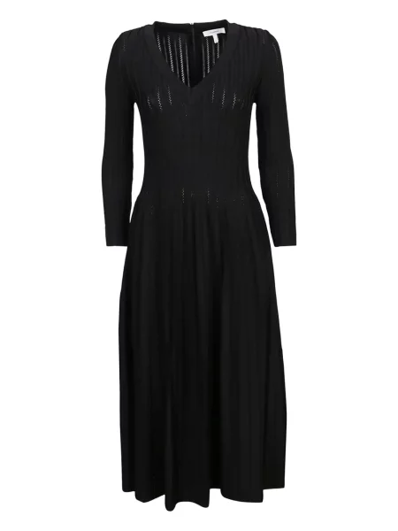 Sukienka Casasola z dekoltem w serek garniturowa prążkowana czarna