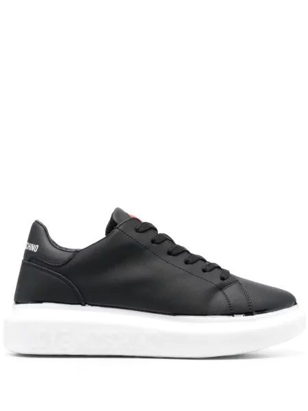 Sneakerși Love Moschino cu șireturi din dantelă negru