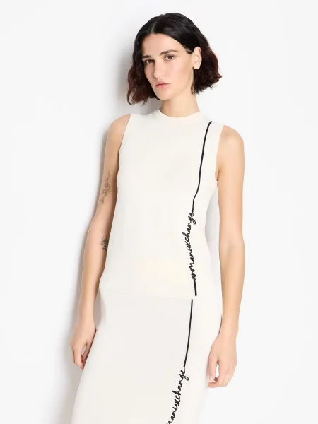 Armani Exchange Майка Віскоза/поліамід білий