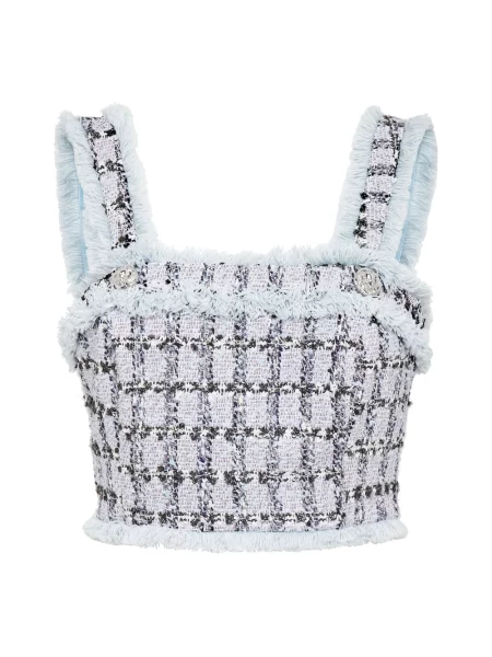 Top Philipp Plein tweedowy o krotszym kroju niebieski