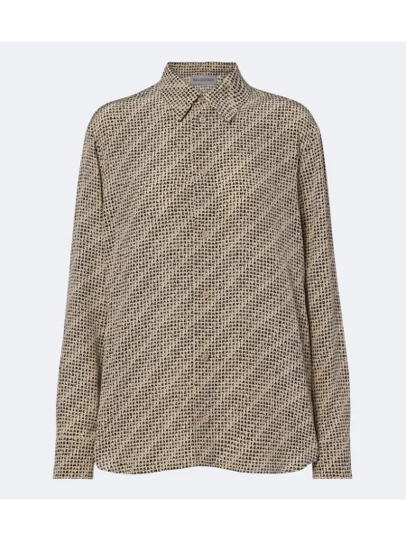 Cămașă Balenciaga de mătase cu imagine bej