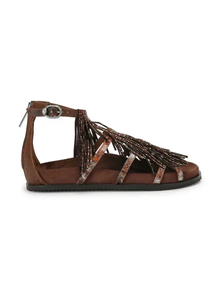Kurt Geiger London sandale pentru femei Fringe Flat Sandal maro