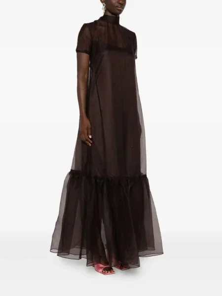 Прозрачна костюм рокля Staud кафяво