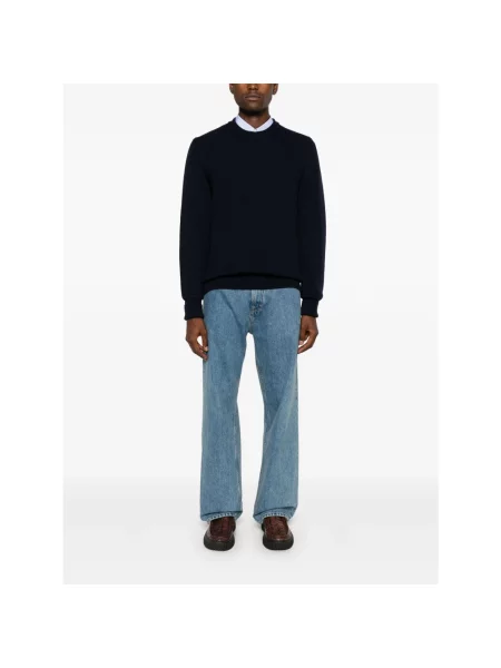 Sweter Norse Projects z wełny merino niebieski