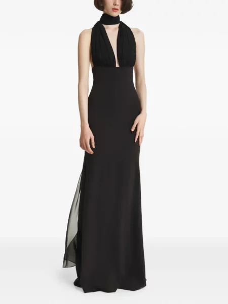 Rochie maxi 2310 Studio drapată cu gât halter negru
