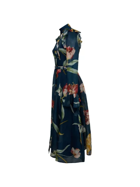 Rochie midi Leo Lin cu volane albastru