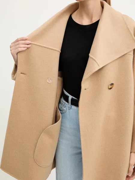 Шерстяное пальто Armani Exchange бежевое