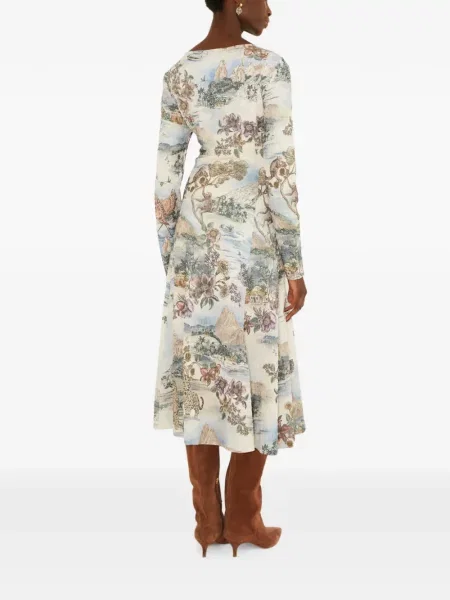 Lung rochie midi Farm Rio cu imagine alb