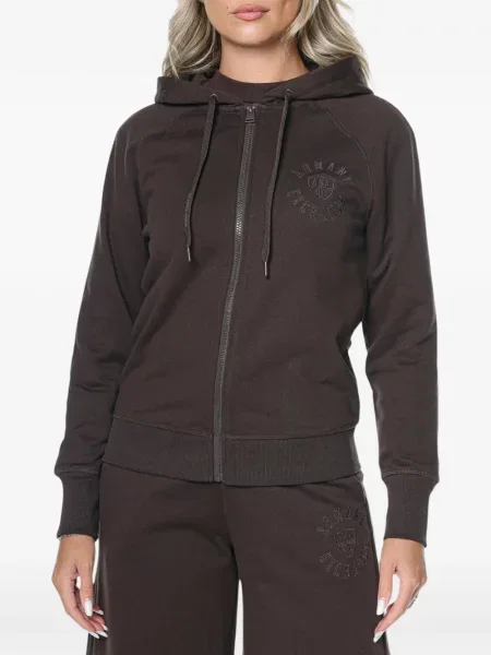 Hanorac cu glugă Armani Exchange cu broderie maro