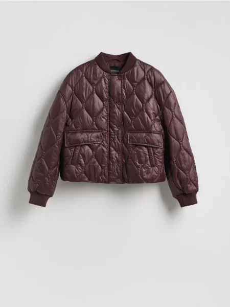 Reserved Pikowana kurtka mahoniowy