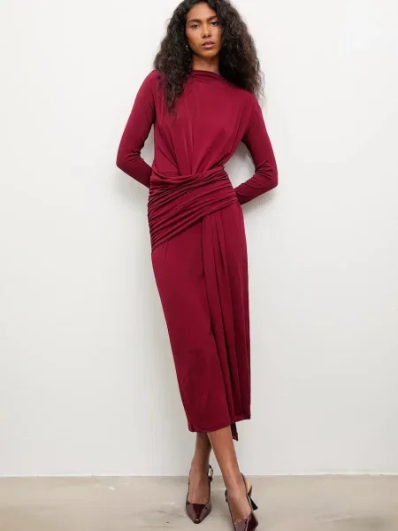 Макси платье Answear.lab бордовое