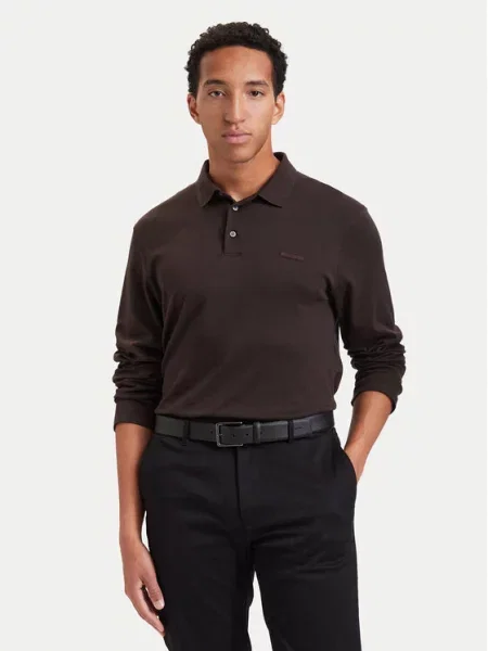 Calvin Klein Polo Supima Σκούρο καφέ