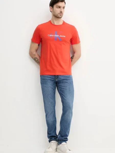Calvin Klein Jeans kratka majica oranžna