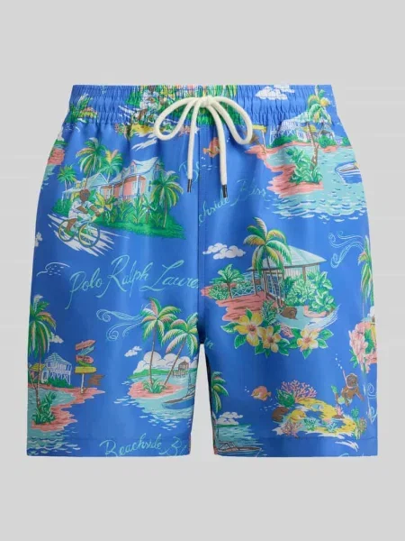 Polo Ralph Lauren Moda plażowa Mężczyzna L Bahamas Bear Swim Shorts niebieski