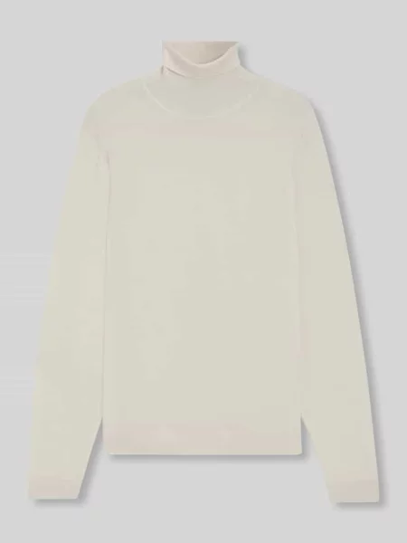 Sweter Boss wełniany do golfa biały