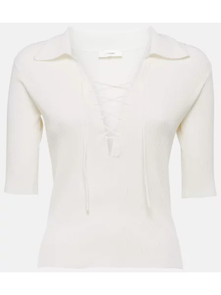 Dzianinowy top Frame prążkowany biały