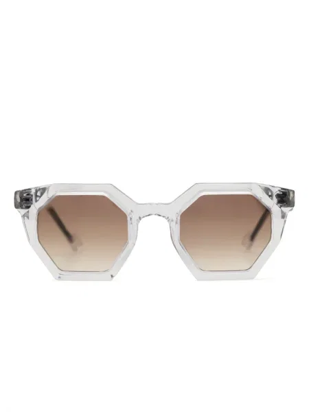 Ochelari de soare Yohji Yamamoto cu imprimeu geometric alb