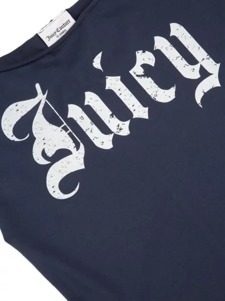 Majica Juicy Couture s printom spuštenih ramena plava