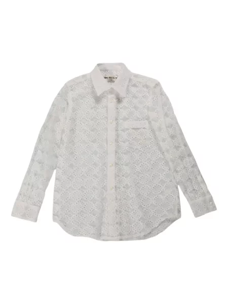 Cămașă Comme Des Garçons transparente din dantelă alb