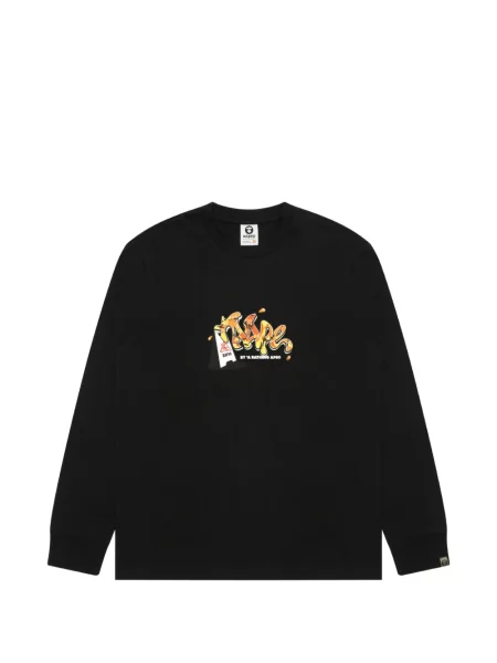 Lung tricou Aape By A Bathing Ape cu imagine negru