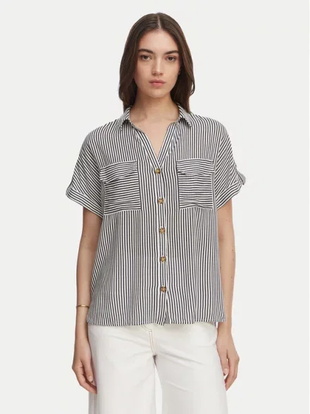 VERO MODA Bluză BUMPY albastru noapte alb