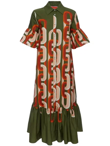 Rochie La Doublej cu imagine de costum verde