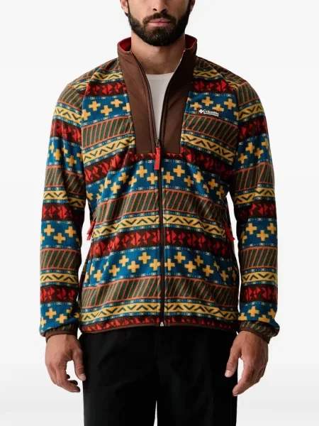 Hanorac cu fermoar Columbia cu imprimeu geometric maro
