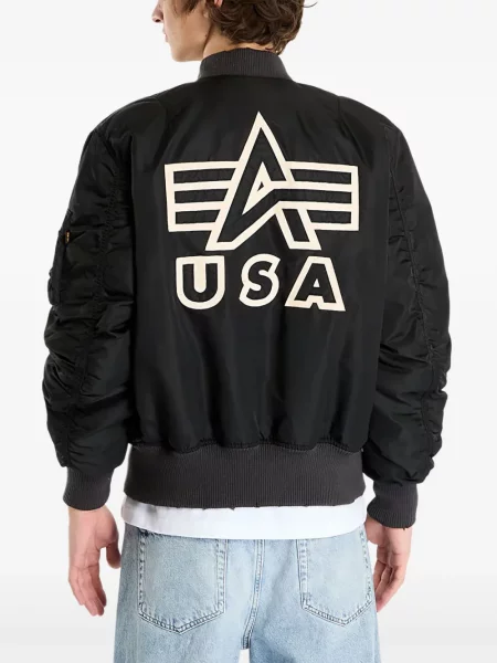 Bomber bunda Alpha Industries s oděrkami s vnitřními kapsami černá