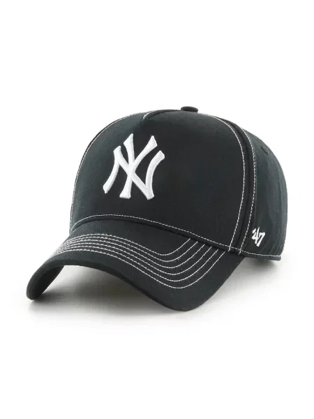 Шапка с козирка 47 brand MLB New York Yankees с изчистен дизайн черно