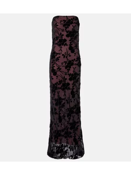Rochie Rodarte de catifea cu model floral negru