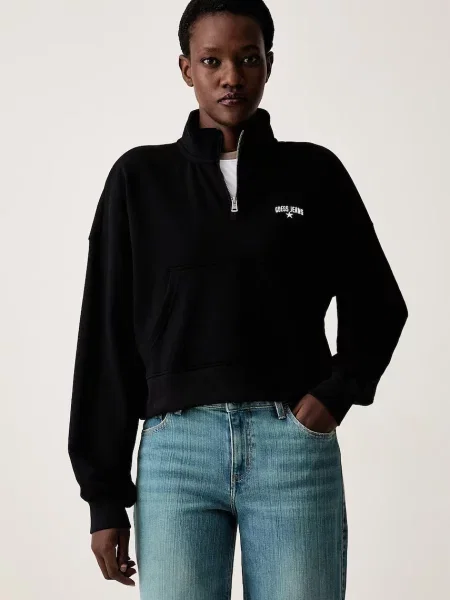 Guess Jeans hanorac cu glugă pentru femei din negru