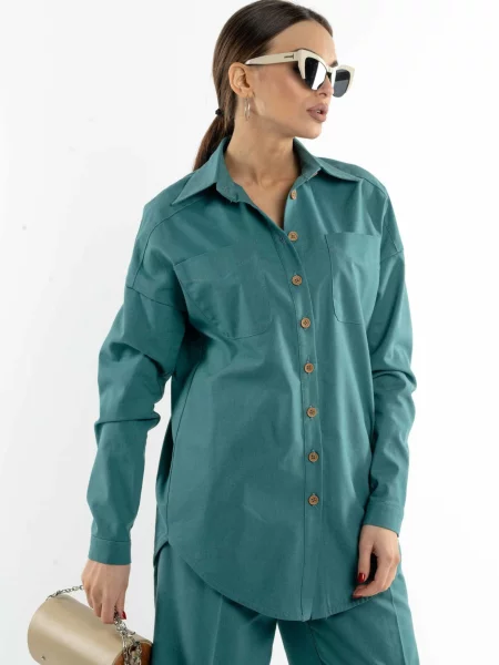 Льняная рубашка Rimari бирюзовый