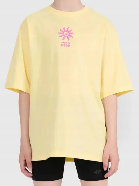 T-SHIRT DZIEWCZĘCY 4F SPORTOWY KOSZULKA Z żółta