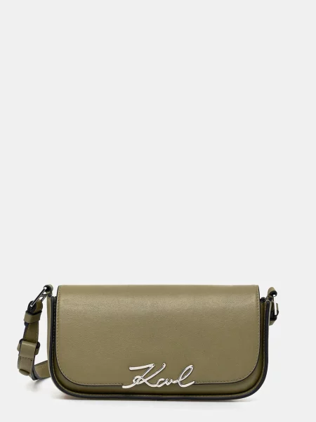 Karl Lagerfeld geantă crossbody pentru femei din piele K/SIGNATURE verde