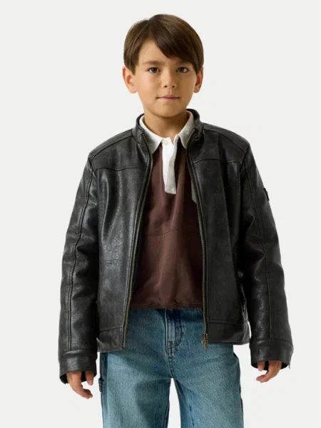 Guess Яке от имитация на кожа черен