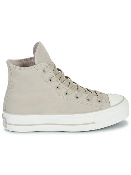Semišové členkové topánky Converse na platforme béžová