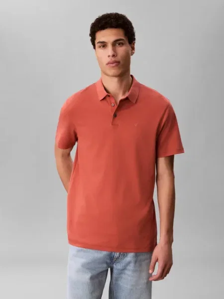 Tricou polo Calvin Klein portocaliu