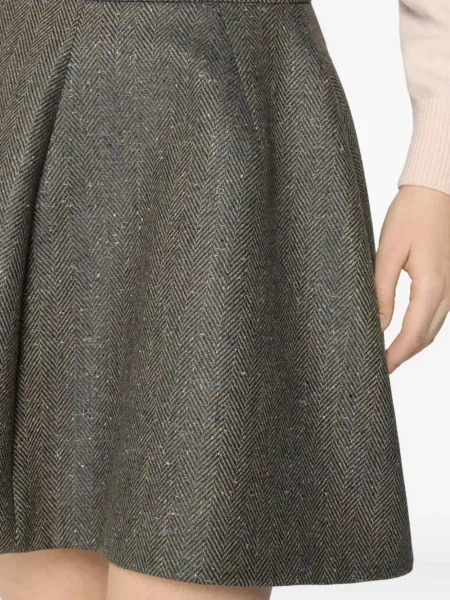 Fusta plisata Genny cu model herringbone plisată verde