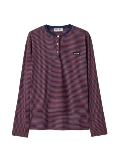 Tricou Miu Miu cu dungi din jerseu roșu