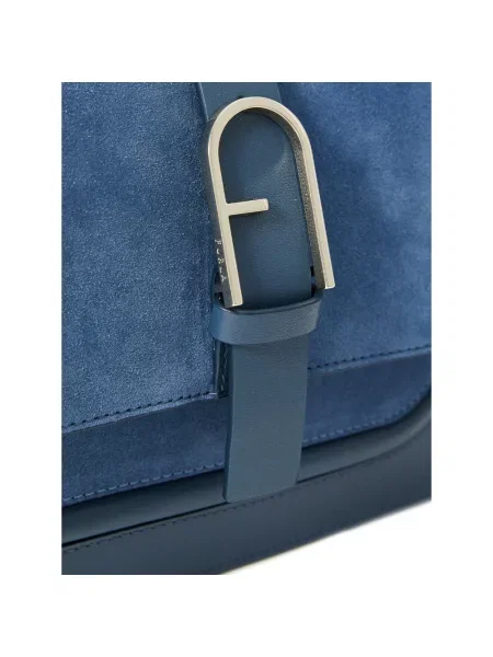 Top Furla skórzany niebieski