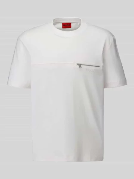 T-shirt o kroju regular fit z czystej bawełny model Derenn' Hugo biała
