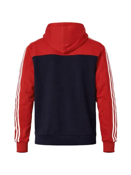 Tričko Adidas s autogramem s výstřihem do v s kapucí červené