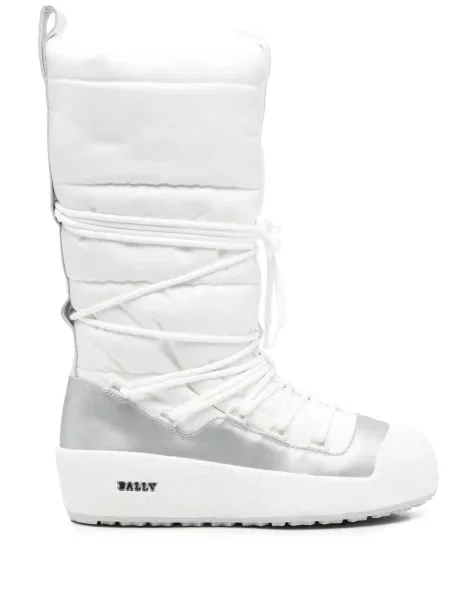 Botine Bally cu șireturi din dantelă chunky alb